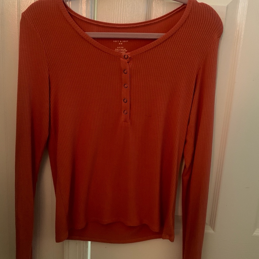 American Eagle Soft and Sexy Rib Long-Sleeves (Size Small)!